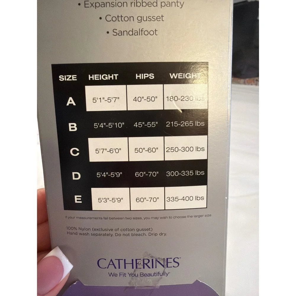 Catherines Ultra Sheer Pantyhose Size D Coffee Brown Sandalfoot Plus Size NIB